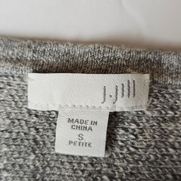 J Jill Black/Gray Houndstooth Cotton Sweater Sz Small Petite Career Coastal - Picture 9 of 12